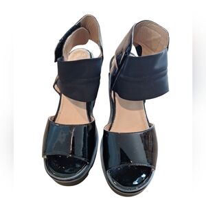 GUERO Black Patent Leather Platform Women's Y2K Sandals 39